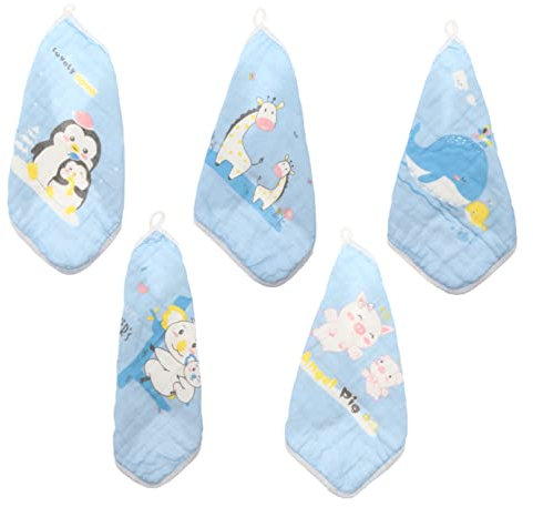 VICASKY 5 Piezas Cuadrado De Gasa De Bebe Toallita De Bebe Regalo Recién Nacido Paño De Algodón para Bebés Baberos Infantiles Regalos De Bebe Rostro Niño Toalla Hombres y Mujeres Familiar