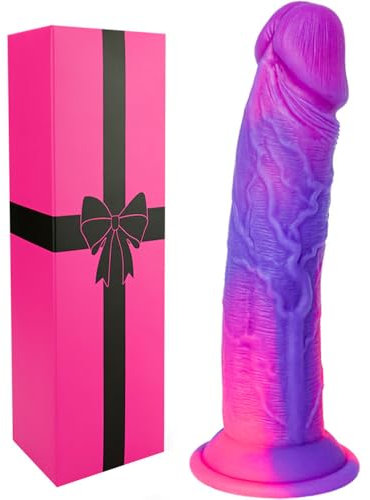 25cm Realistischer Fantasy Anal Dildo Monster aus Silikon mit Saugnapf, Großer Weicher XXL G-Punkt Prostata Dildo für männer und frau, Rosa Lila silikon Analdildo mit Sexspielzeug für Erwachsene