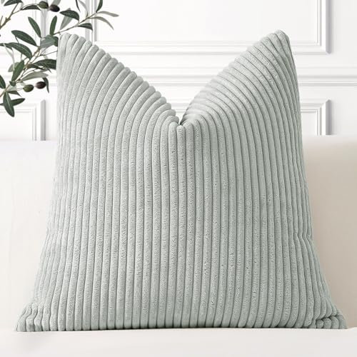 Artscope Ein Kissenbezug Kordsamt Zierkissenbezug Dekokissen Sofakissen 60x60 cm Cord Kissenhülle Couchkissen Dekorative Weiche Kissen für Sofa Wohnzimmer Zuhause Schlafzimmer Hellgrau