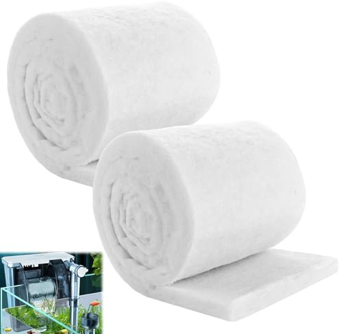 YAYODS 2 x 200 cm (4 metros) Aquarium Filterwatte – 3 cm de grosor – Esponja de filtro de alta densidad para filtración mecánica – Material de filtro estable (12 cm de ancho) – Se puede cortar