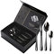 Cutlery Set, 24-Piece Hammered Flatware Set, Stainless Steel Knife Fork Spoon Dining Set Service for 6, Modern Silver Cutlery for Home/Restaurant/Party