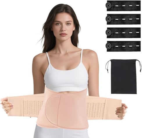 KASURE Ceinture Post Accouchement,Respirabilité Réglable Ceinture Post Partum,Gaine Post Accouchement Avec Boucle d'extension Noire Et Sangle De Rangement,Convient à La Récupération Post-partum