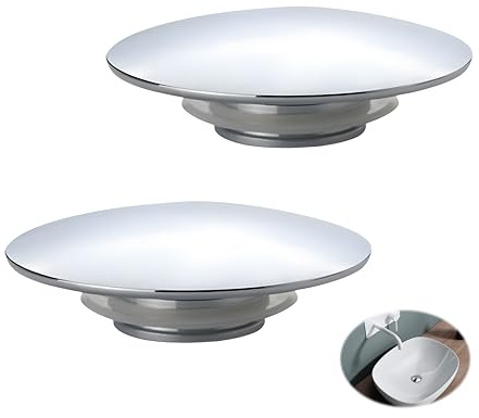 Compatibilidad Universal con lavabos y fregaderos: Juego de 2 Tapones para Lavabo de 66 mm diseñados para Cubrir desagües estándar, ofreciendo un Ajuste Cubierta del Enchufe del fregader