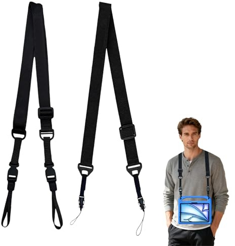 Sotbnna 2PCS Tablet Strap & iPad Strap, Universal Adjustable Shoulder Strap with Quick Release Buckle, Non-Slip Comfortable for Tablet Case, Samsung Tab, Laptop, Camera, Luggage - Black