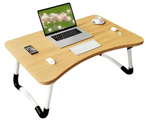 EasySpeed Mesa para Cama, Escritorio portátil para Ordenador, Tablet y Libros, Bandeja Multifunción para Trabajo en el Suelo o Desayuno Adultos, Niños, 60x40x28 cm, Madera