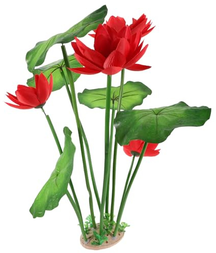 MERRYHAPY Piante Artificiali per Acquario Rosse Decorazione Vivace e Resistente per Acquari d'Acqua e Salata Facili da Pulire Sicure per Pesci per Accessori Acquari Tropicali
