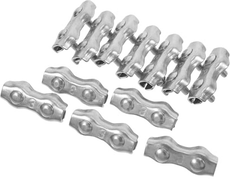 minkissy 12pcs Stainless Steel Double Cable Clamps Wire Rope Clips M3 Size for Electric Fence Post Buckle and Steel Wire Crimping in Industrial and Outdoor Use