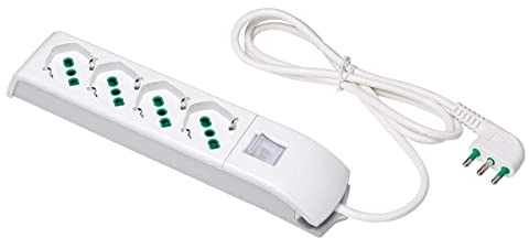 FANTON Flera uttag med kontakt uttag: 4 x 2P + T 16 A Bypass Schuko. Kabellängd: MT.1,5.