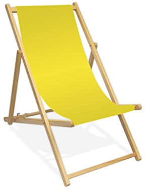 MultiBrands Liegestuhl, Holz, ohne Armlehne, klappbar (Gelb (Zitronengelb))