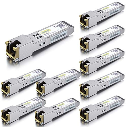 [10 Stück] 1G SFP auf RJ45 Mini Gbic Modul, 1000Base-T Kupfer Transceiver Kompatibel für Cisco GLC-T/SFP-GE-T, Meraki, Ubiquiti UniFi UF-RJ45-1G, Netgear, Zyxel, D-Link, TP-Link, QNAP, Open Switch