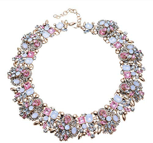 Jerollin Crystal Rhinestone Statement Necklace, Vintage Chunky Chain Choker Collar Bib Statement Necklace Fashion Costume Jewelry Necklaces for Women