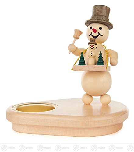 Rudolphs Schatzkiste Teelichthalter Schneemann mit Bauchladen BxHxT = 13x13,5x9cm NEU Erzgebirge Teelichtständer Kerzenhalter