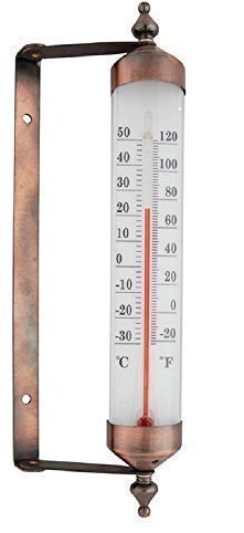 linoows G2855: Fenster Thermometer in Retroform, Antikes Außenthermometer, Kupfer