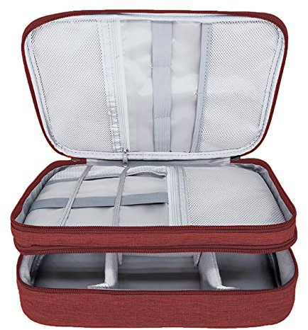 Ruyosn Kabel Organizer Tasche Wasserdicht Kabeltasche Groß Festplattentasche Elektronische Tasche Doppelschicht Elektro Organizer Cable Bag Elektronik Zubehör Organisator Kabel Power Bank Rot