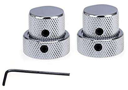 Musiclily Pro Universal Metall Dual Concentric Stacked Potiknopf Knobs für E-Gitarre und Bass, Chrom (2 Stück)