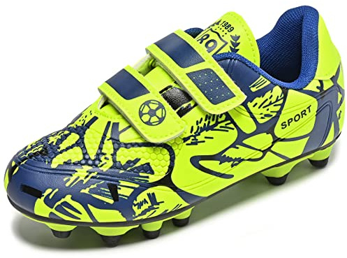 Mitudidi Crampons Foot Enfant Légères 28 Chaussures de Football en Plein Air Unisexe Antidérapant Respirantes Vert