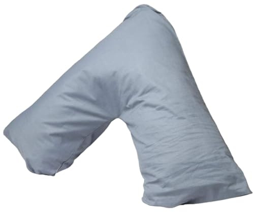 LSC Pregnancy V Pillow with Polycotton Pillowcase Orthopedic V Shaped Pillow for Maternity Nursing & Body Support Comfortable Support for Head Neck Back & Legs (Grey)