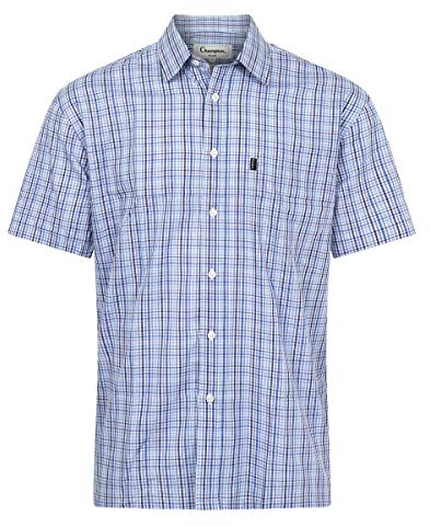 Champion Mens Poole Country Casual Short Sleeve Shirt - Blue - 3XL
