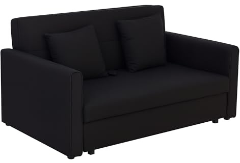HOMCOM Sofá Cama de 2 Plazas Tapizado en Algodón con 2 Cojines Desmontables Reposabrazos y Base de Almacenaje Sofá Doble Moderno para Salón Oficina 152x101x81 cm Gris Carbón