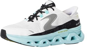 Skechers Hombre Glide-Step Altus Slip-In ENTRENADOR, White Hotmelt/Mesh/Blue Trim, 42 EU