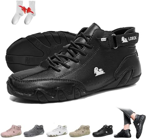 Femmes Bottes hautes en daim souple faites à la main en Italie Extérieur imperméable Léger Ultra-confort Chaussures Beck Antidérapantes Minimalistes Décontractées Baskets Randonnée Barefoot Boots(Noir