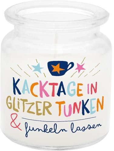 H:) PPY life Kerze im Glas mit Motiv Funkeln | Duftkerze, Vanille, Höhe 9 cm, Durchmesser 7,5 cm, Glas mit Motivdruck | lustiges Geschenk, Geschenk für Sie | 74442