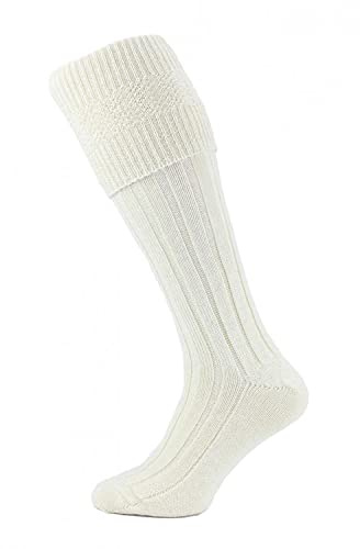 Edozos Men’s Traditional Scottish Highland Kilt Socks Premium Quality Wool Blend Knee-High Hose for Wedding, Hogmanay, Scottish Attire Size 6-11 EU 39-45 (UK, Numeric, 6, 11, Regular, Regular, Cream)