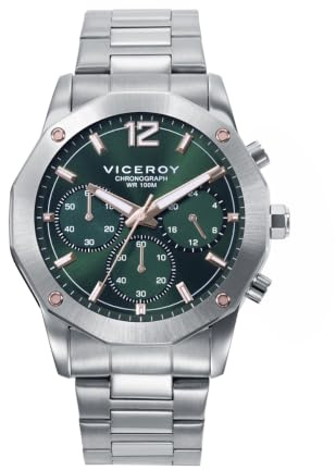Viceroy Reloj Cronógrafo Hombre de Acero Inoxidable - 42 mm - Movimiento de Cuarzo - Acabado Dorado - 401447