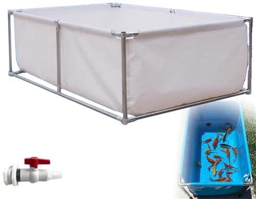 DECAKE Piscina Plegable, Estanque Temporal para Peces, Estanque prefabricado, Cisterna para acuicultura, Tanque para Peces al Aire Libre, Estanque Grande, Piscina con Estructura, almacena