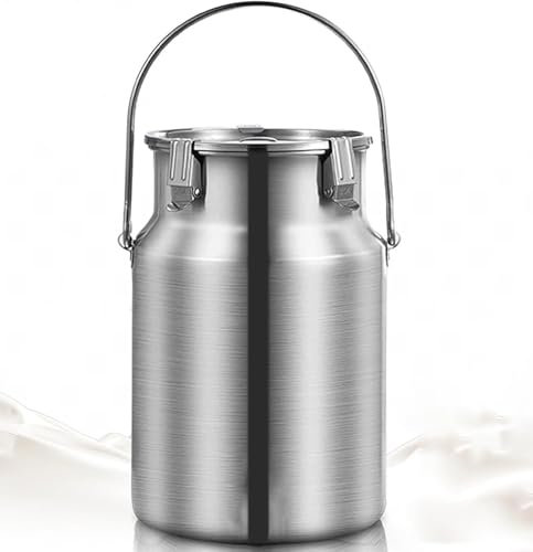Bidon À Lait en Acier Inoxydable 304 Seau De Transport De Lait avec Couvercle,Scellés Pot À Lait Bidon À Huile,Bidon Etanche,Jerricane Alimentaire pour Le Transport Ou Le Rangement 10L