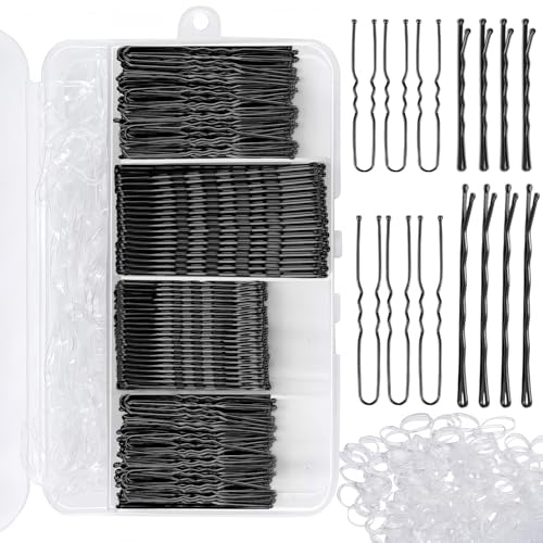 Coco Berming 300 Stück Haarnadeln Klein, Bobby Pins Set, U-Haarklammern Haarklemmen Damen, Hair Accessories, Haargummis mit Aufbewahrungsbox