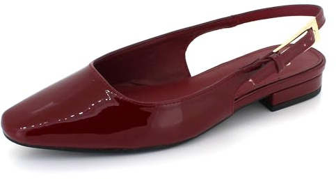 AARZ LONDON Womens Patent Slingback Flat Sandals Adjustable Strap Comfortable Everyday Ladies Office Pump Maroon Shoes Size 5 UK 38 EU