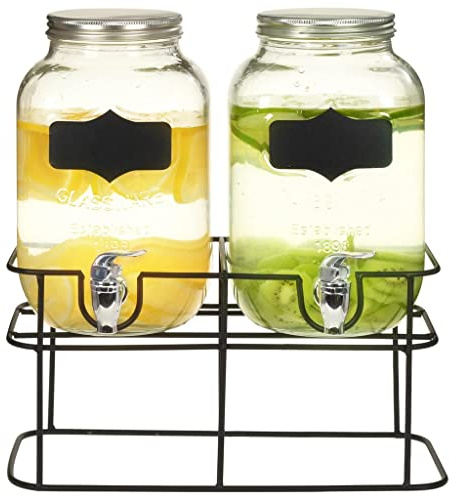 Lumanois Distributori di Bevande 2 pz da 4 L con Supporto Vetro, Casa e Giardino,Cucina e Pranzo,Strumenti e Utensili Cucina,Erogatori di Bevande, 3.63kg-50830
