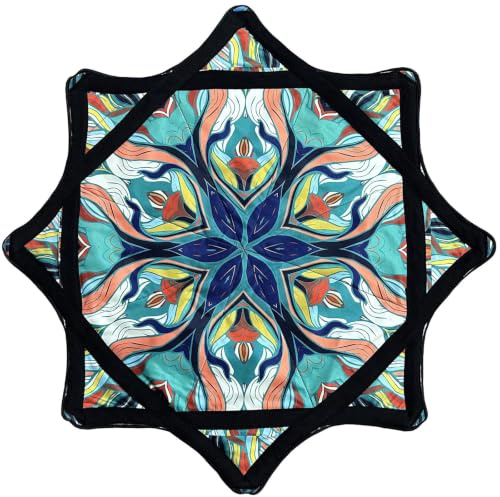 24 Inch 8-Point Star Juggling Handkerchief, Soft Fabric Rotating Flow Toy | Double-Sided Vibrant Print Juggling Cloth with Reinforced Stitching for Party Performance & Gathering(C)
