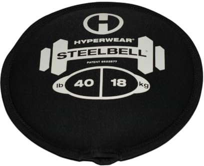 HYPERWEAR SteelBell träningsboll väska med stålskott i patenterad icke-läckage neopren skivform medicinbollar slambollar kettlebells styrketräningsutrustning tillverkad i USA (40 lbs)