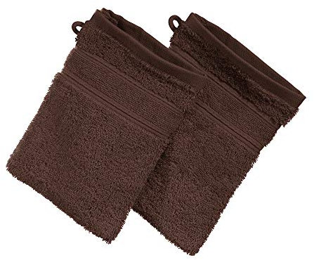Erwin Müller Waschhandschuh Karlsruhe 2er- Pack 100% Baumwolle Dunkelbraun Größe 15x21 cm - extrem saugstark, leicht, flauschig weich, hautschmeichelnd (weitere Farben)