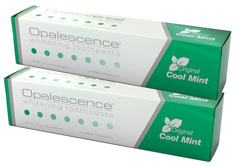 Opalescence Teeth Whitening Toothpaste (Pack of 2) - Cool Mint Original Formula - Oral Care, Gluten-Free - 4.7 Ounce Made by Ultradent.- TP-5166-2