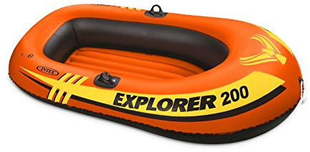 INTEX 58330EP Explorer 200 Inflatable Boat: Dual Air Chambers – Welded Oar Locks – Grab Rope – 2-Person – 210lb Weight Capacity
