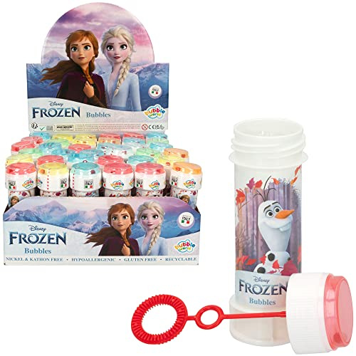 COLORBABY Pack 36 pomperos Frozen Disney 60 ml, Regalos cumpleaños para niños, decoración Infantil, Juguete Burbujas jabón (24259)