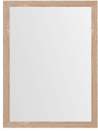 LOLAhome - Espejo Decorativo de Pared con Marco Laminado Color Roble para recibidor o Entrada de casa de 76x56 cm
