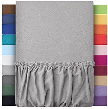leevitex® Spannbettlaken 180x200cm - 200x200cm | Spannbetttuch Bettlaken | 100% Jersey Baumwolle | Matratzenhöhe bis 25 cm | Öko-Tex | Grau