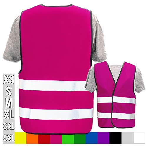 PixiPrints.com Hochwertige Warnweste mit Leuchtstreifen * Farbe: Pink (S) * OHNE Druck * Markenwesten * Klettverschluss