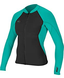 O';Neill Womens Reactor II Neoprenjacke mit 1,5 mm Frontreißverschluss und Neoprenanzug Schwarz Aqua - Easy Stretch Breathable