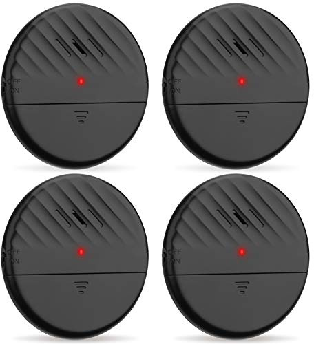 WSDCAM Ultra-Slim Glass Break Detector - 125dB Alarm, Vibration Sensor for Home Security - 4 Pack - Black