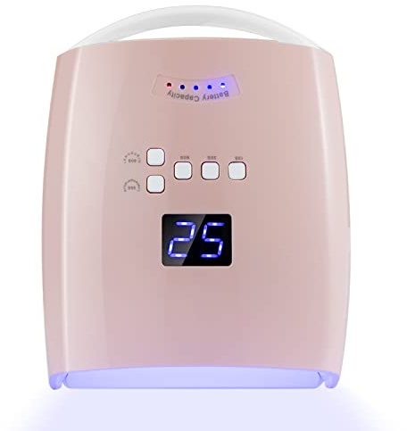 Ayshone 48W Rechargeable UV LED Nail Lamp,Cordless Professional Gel Nail Art Lights Manicure Tools for Home and Salon(Pink)
