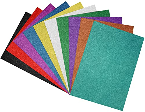 Belle Vous Selbstklebendes Papier Glitzer Basteln (30Stk) - Glitzer Tonkarton A4 Bunt - Buntes Papier zum Basteln Selbstklebend für DIY Bastelprojekte, Partydeko und Scrapbooking