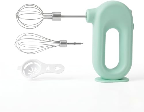 Wynboop MINI Household Cordless Electric Hand Mixer,USB Rechargable Handheld Egg Beater with 2 Detachable Stir Whisks 4 Speed Modes,Baking At Home For Kitchen,Lightweight Portable(Green)