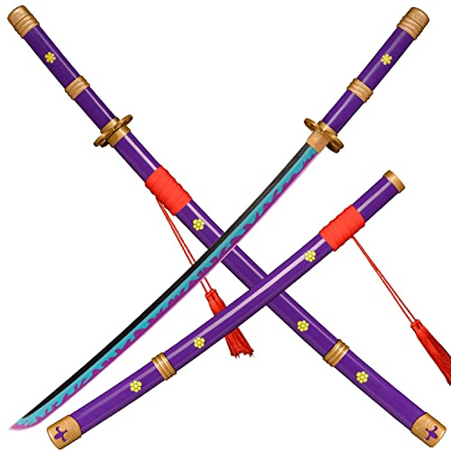 kljhld Épée de Cosplay en Bambou Anime épée, épée de samouraï Roronoa Zoro Ame no Habakiri épée épée de samouraï Violet 103 cm/40 Pouces