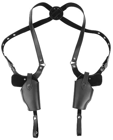 Leder Schulterholster, Vertikal Doppel Pistolenholster mit Verstellbare Schultergurt, Verdeckte Waffenholster für Jagd, Militärspiele, Paintball, Training oder Karneval Cosplay