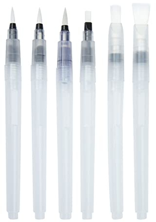 Watercolor Brush Pens,Pack of 6 Painting Brushes for Water Soluble Colored Pencils, Water Color Water-Base Markers, Powdered Pigment Watercolor Paints, Back to School Art Supplies